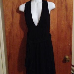 Tarte Womens plunge neck black dress cross back rhinestone embellishment size Sm